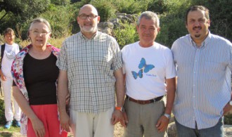 María Lezáun, Vicepresidenta de Fundación Phi, Félix Balboa, Presidente de Fundación Phi, José Pablo Gadea, Presidente de Fundació Mediambiental de la omunitat Valenciana y Alfonso Beltrán, Presidente de la Mancomunidad de Municipios de Sierra de 